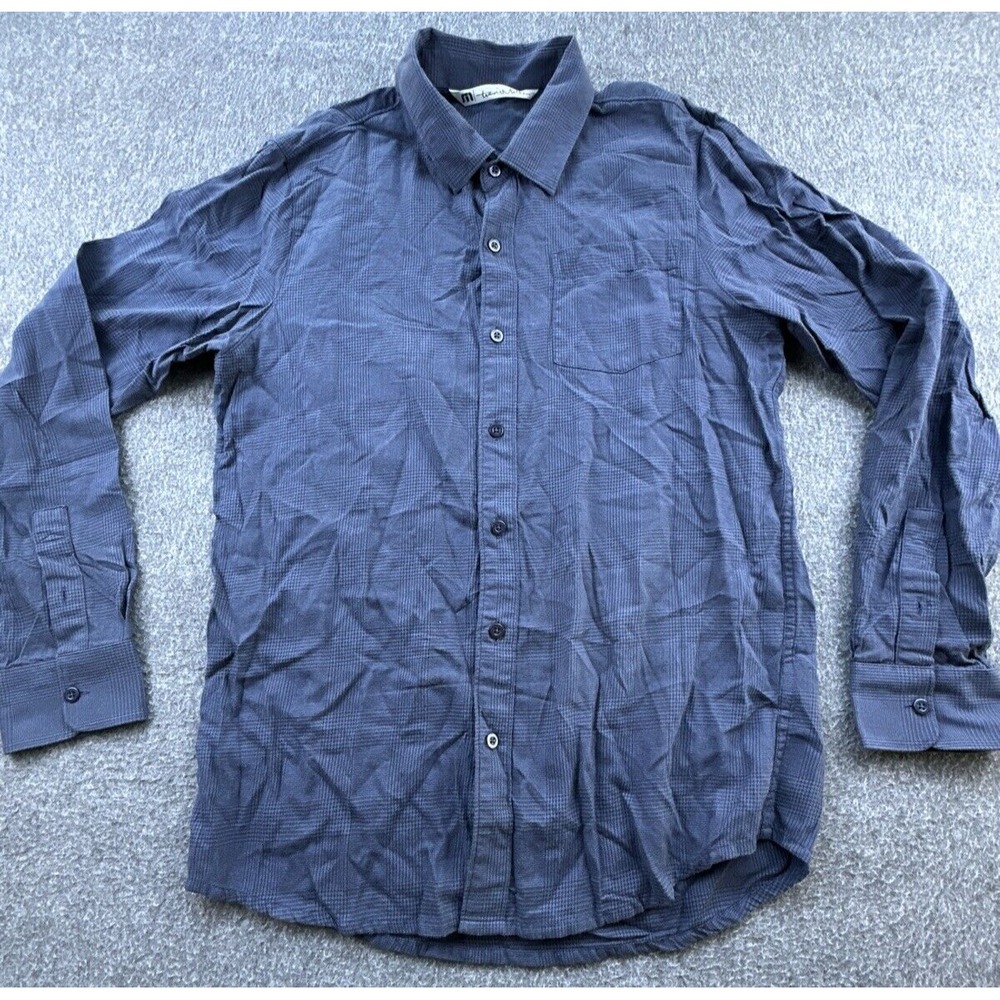 Travis Mathew Shirt Mens Medium Blue Checkered Button front Long Sleeve Pocket